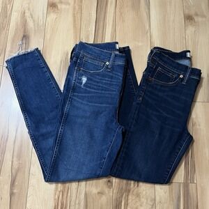 Lot of 2 Madewell Women's Jeans Sz 26 Skinny 9" & 10" Rise Distressed Button Fly